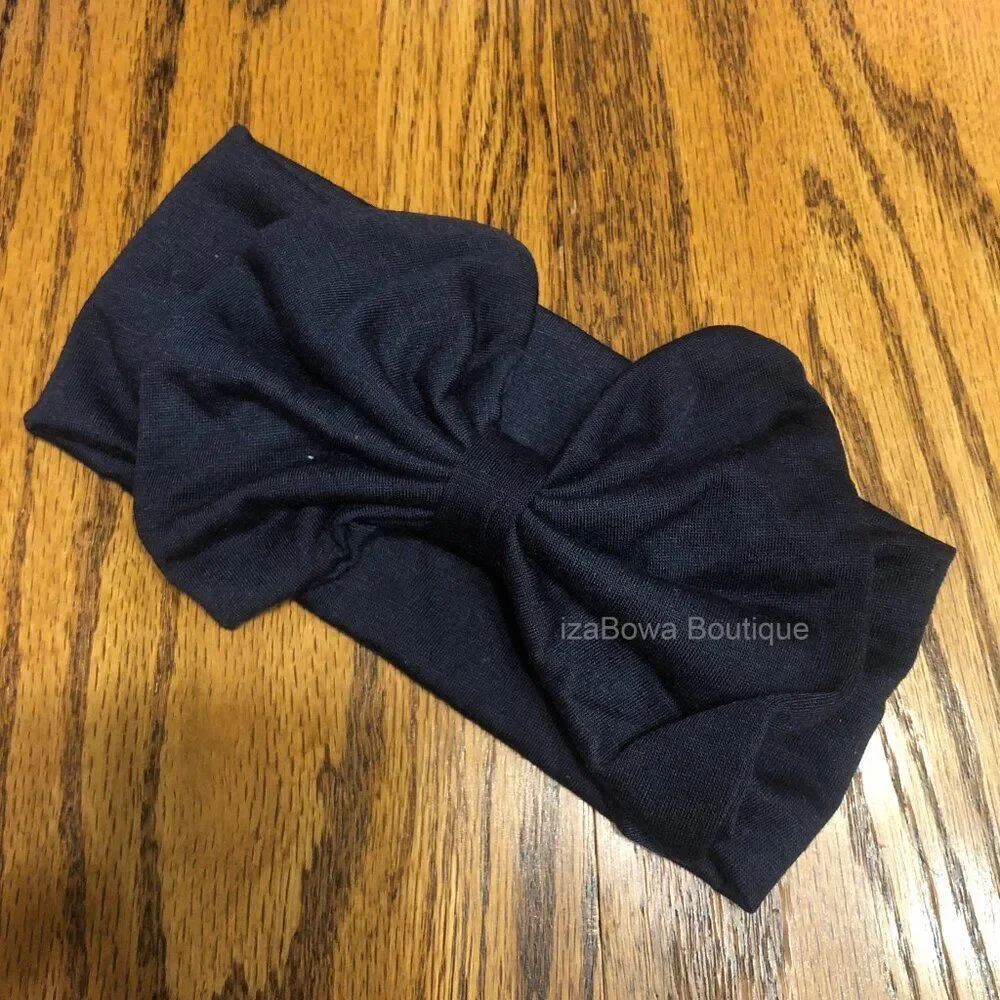 Navy Blue Cotton Big Bow Headband  NVBCMES  Handmade NWT Boutique